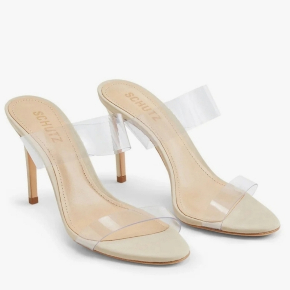 SCHUTZ ARIELLA PVC/clear Slides Heels Size 9.5